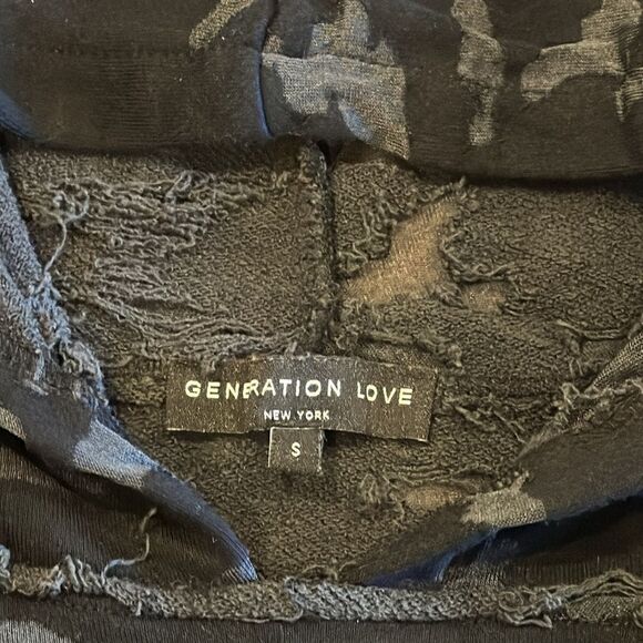 Generation Love Women’s Burnout Distressed Camouflage Hooded Sweatshirt - Picture 6 of 8